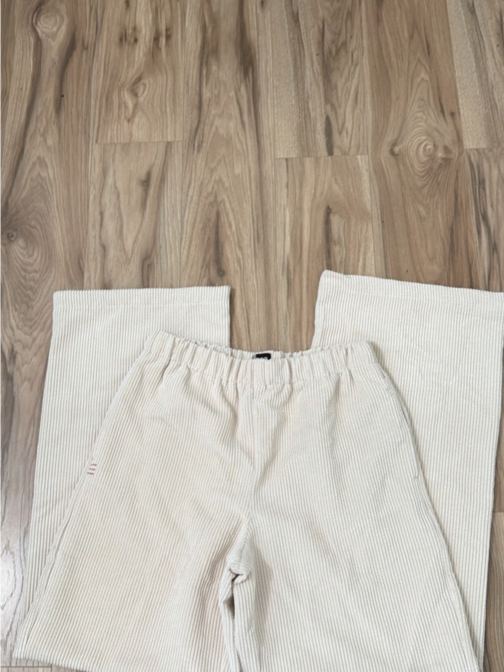 BDG Cream Ribbed Corduroy Wide-Leg Pants
